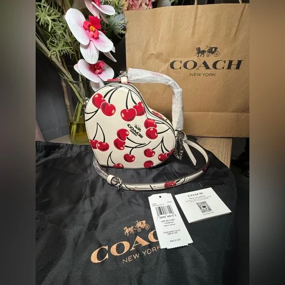 Coach Heart-Shaped Crossbody Bag with Cherry Print - duster bag - shopping bag - Picture 13 of 14